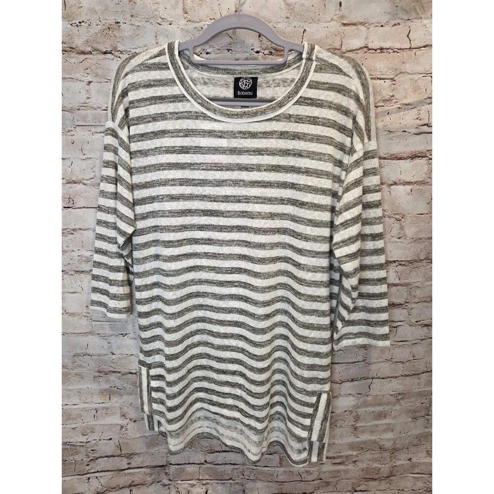 Bobeau Striped 3/4 Sleeve Light Sweater Womens Size Small